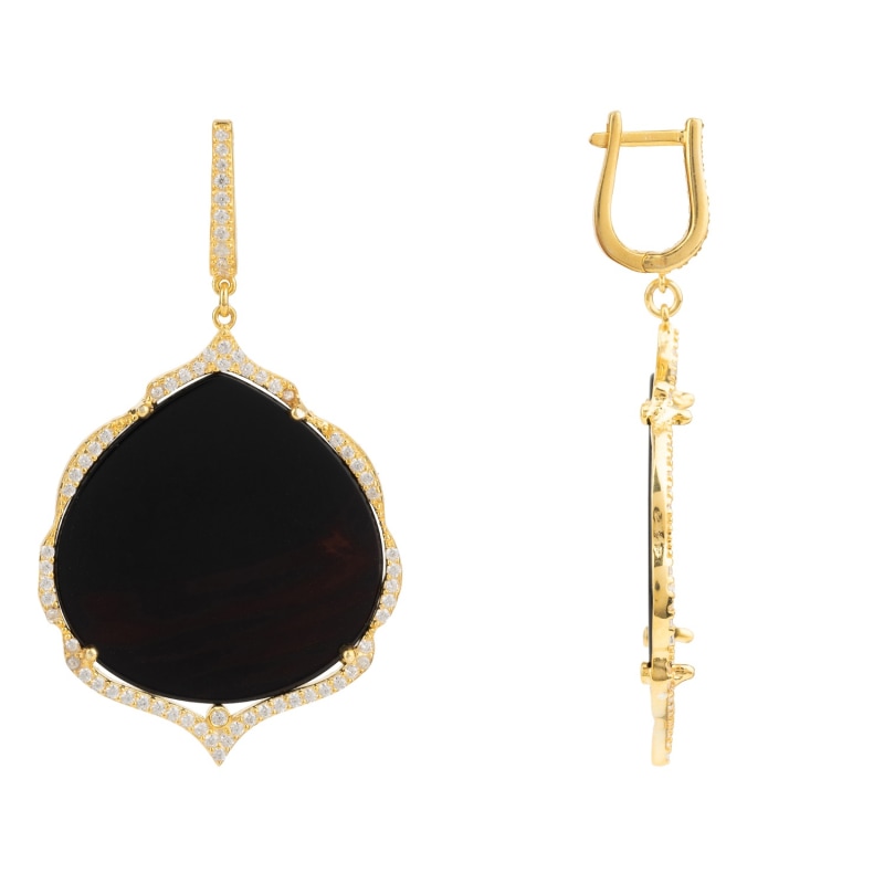Thumbnail of Antoinette Earrings Gold Black Onyx image