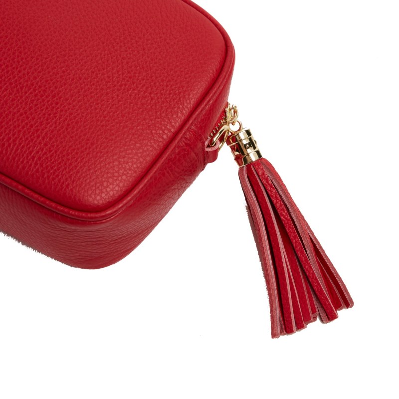 Thumbnail of Verona Crossbody Red Tassel Bag With Black & White Chevron Strap image