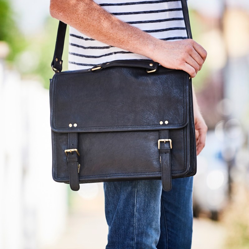 Thumbnail of Wandering Soul Black Leather Messenger Bag image