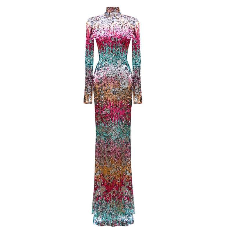Rainbow evening gown hotsell