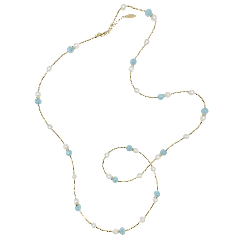 Thumbnail of Aquamarine And Freshwater Pearls Long Necklace image