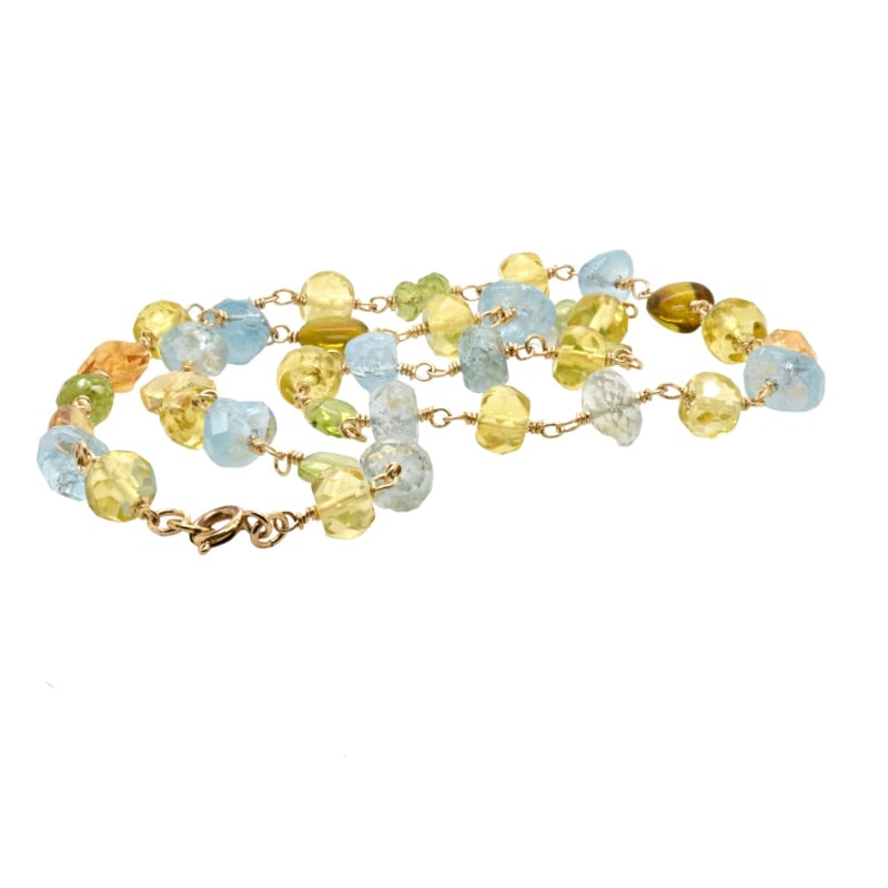 Thumbnail of Aquamarine, Peridot, Citrine Gold Necklace image