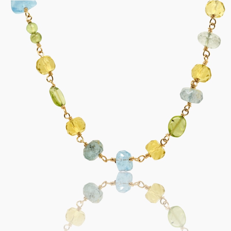 Thumbnail of Aquamarine, Peridot, Citrine Gold Necklace image