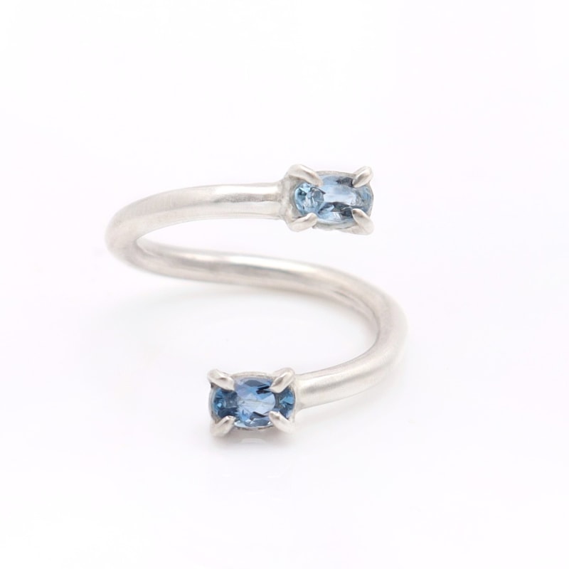 Thumbnail of Aquamarine Silver Wrap Toi Et Moi Ring image