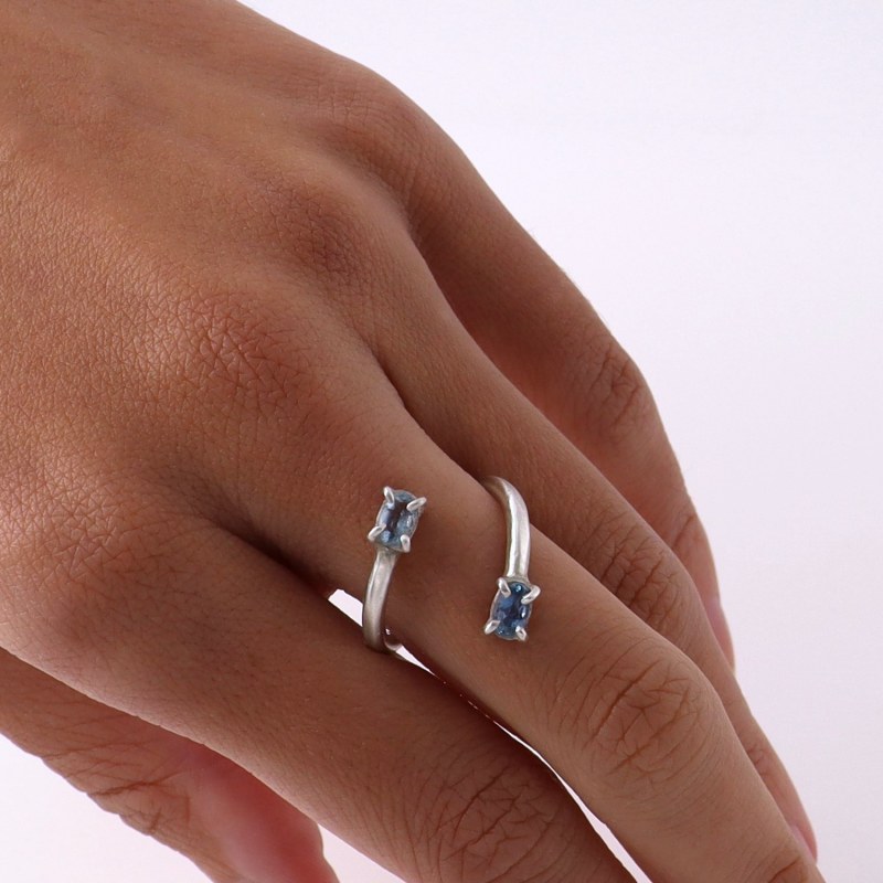 Thumbnail of Aquamarine Silver Wrap Toi Et Moi Ring image