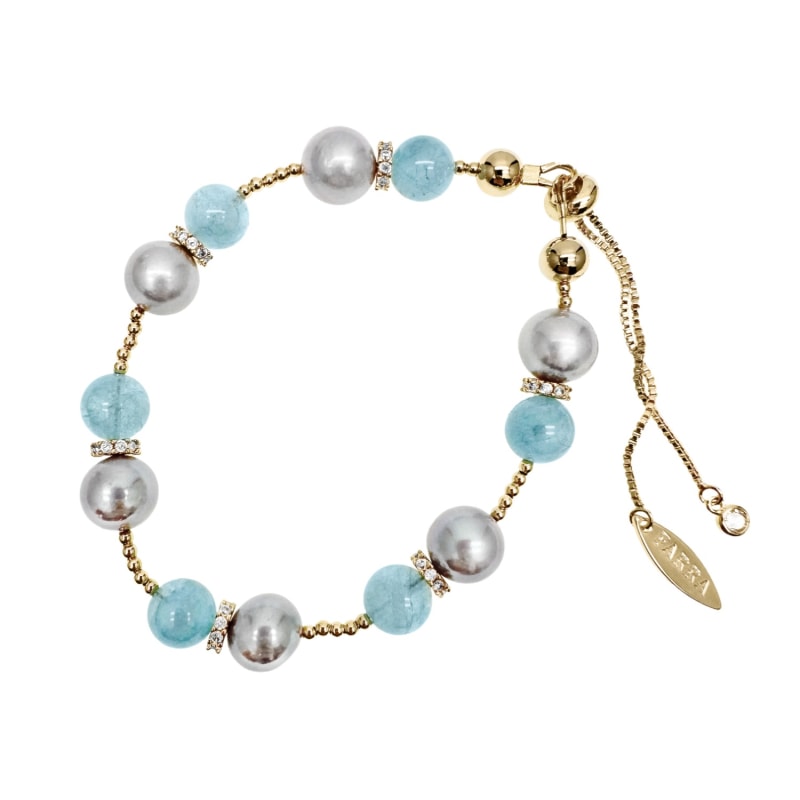 Thumbnail of Aquamarine With Gay Freshwater Pearls Adjustable Bracelet image