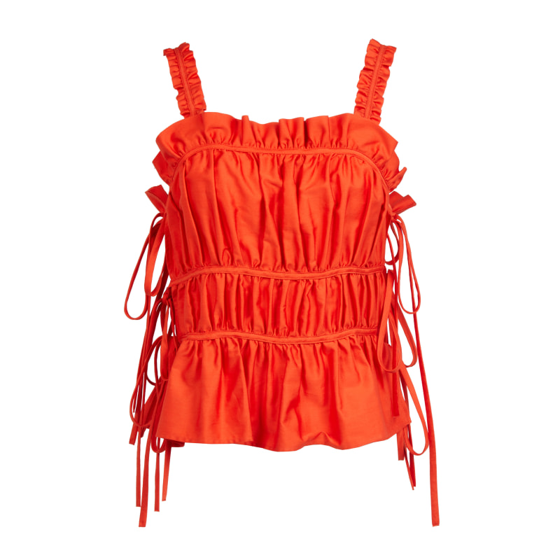 The Ava Ruched Tie Side Cami in Sunset Orange