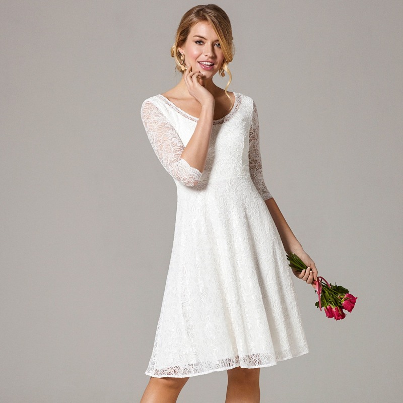 Arabella Short Lace Wedding Dress In Ivory | Alie Street London | Wolf ...