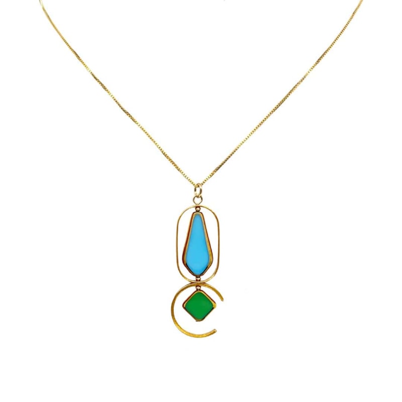 Thumbnail of Blue And Green Art Deco Necklace image