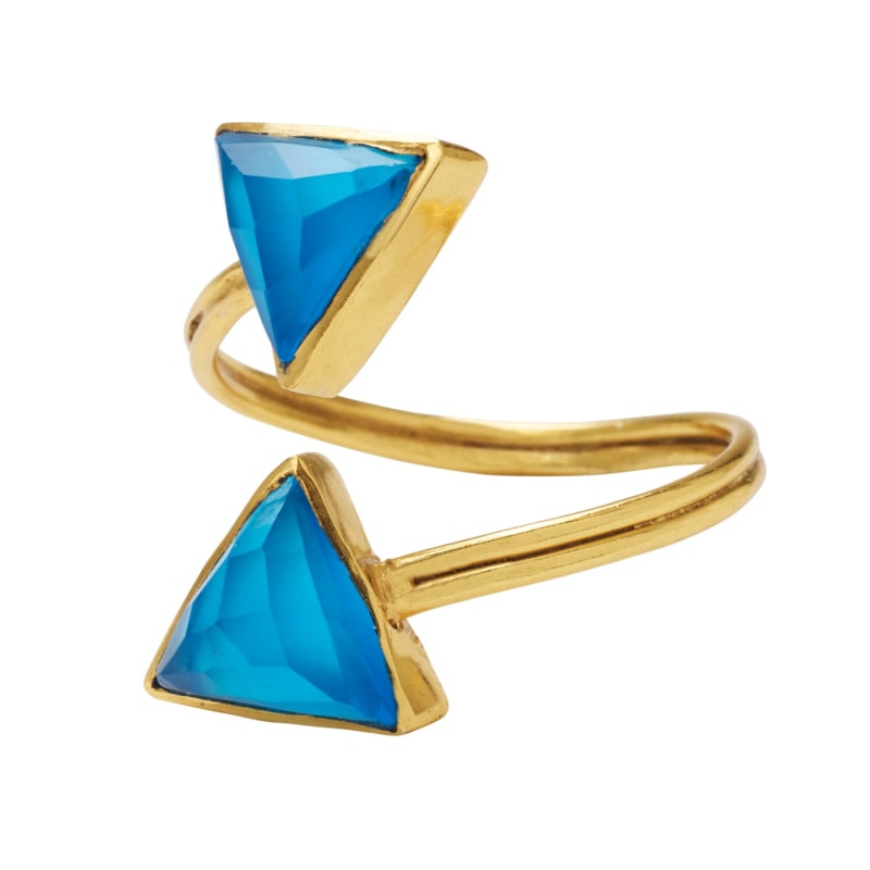 Thumbnail of Blue Ebien Gemstone Gold Adjustable Ring image