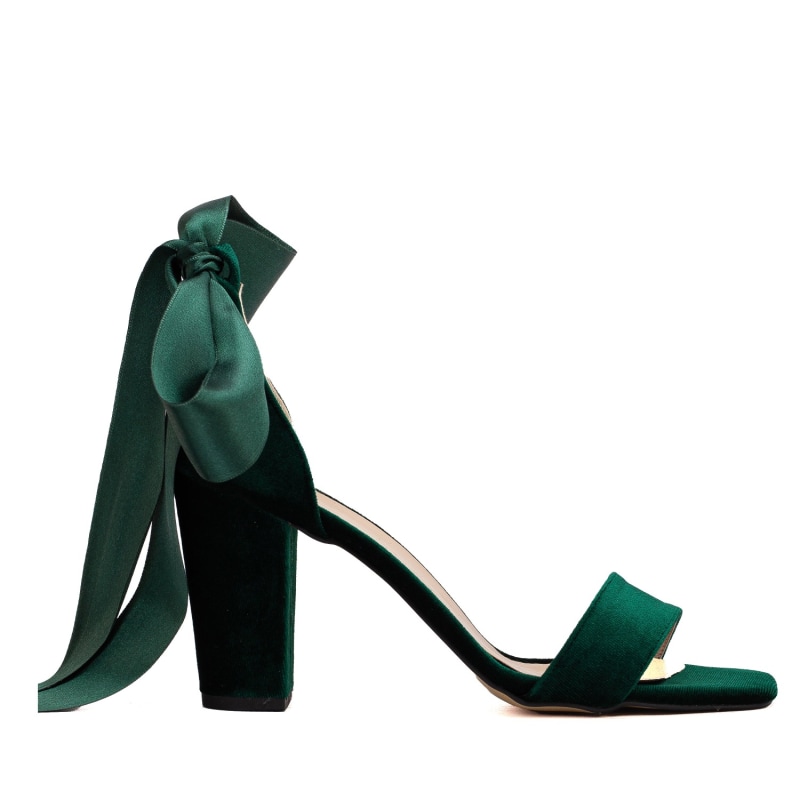 Ariadne Green Velvet Sandals With Ribbon Forever Always Shoes Wolf Badger