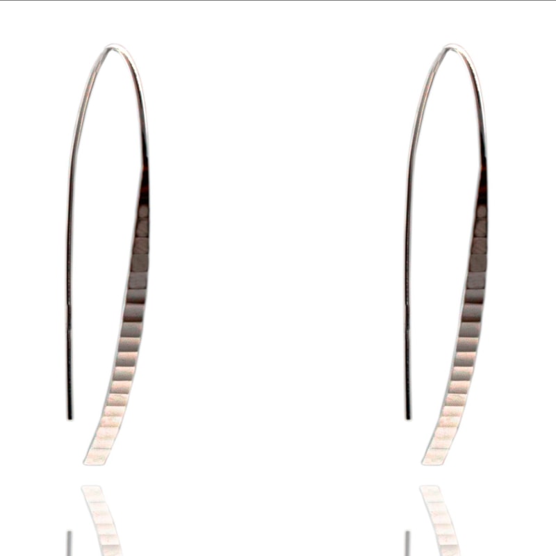 Thumbnail of Sterling Silver Diamond Cut Tapered Bar Pull Through Earrings image