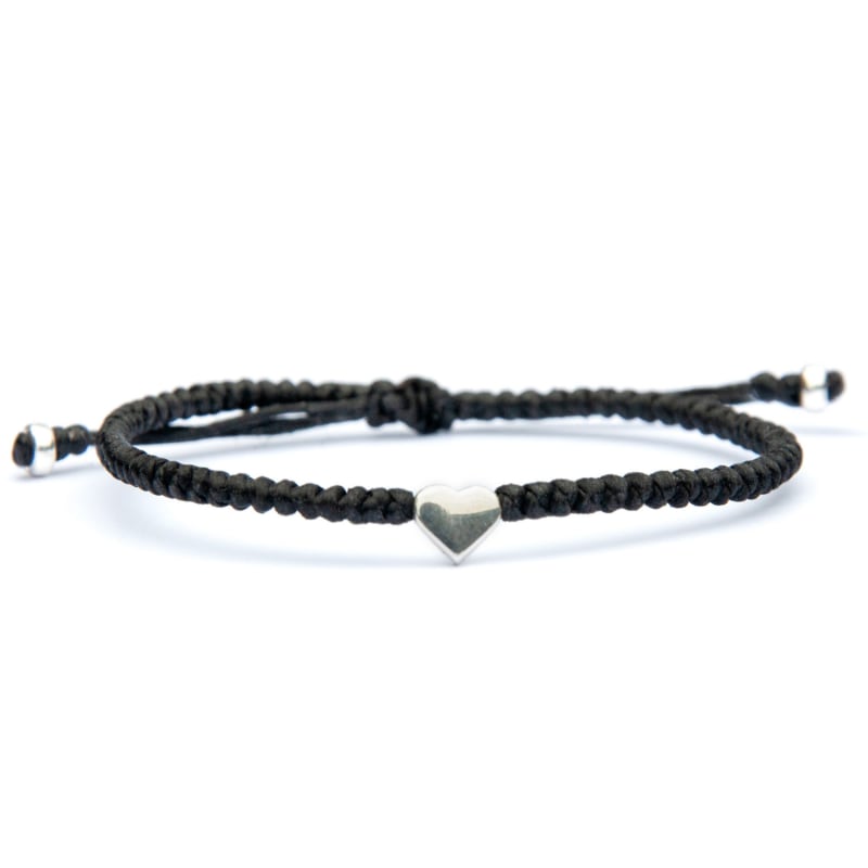 Tiny Silver Heart Bracelet For Women Black | Harbour UK | Wolf & Badger