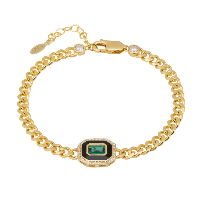 Thumbnail of Art Deco Emerald And Enamel Bracelet Gold image