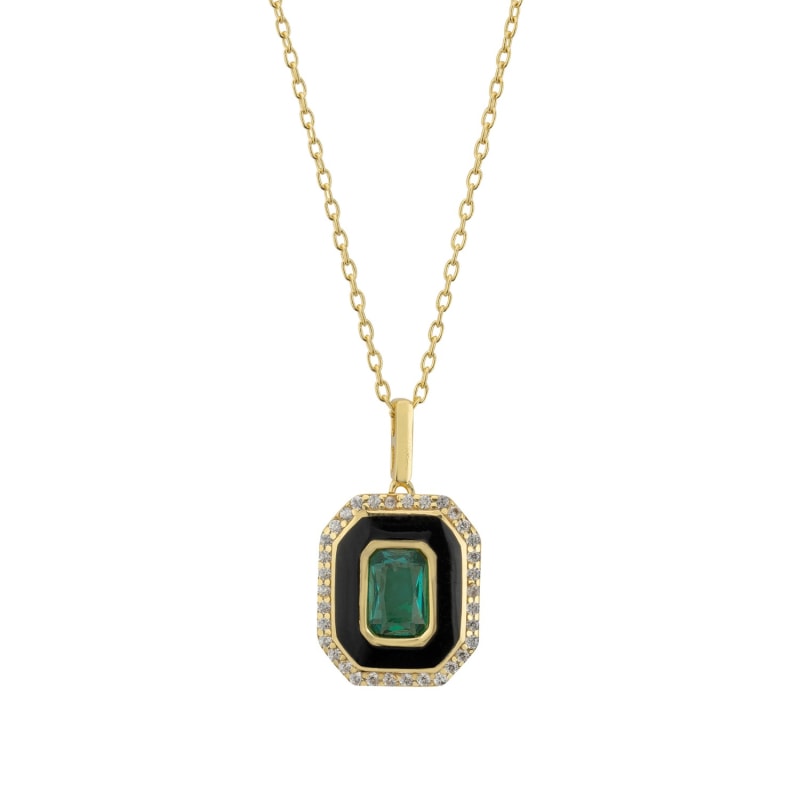 Thumbnail of Art Deco Emerald And Enamel Pendant Necklace Gold image