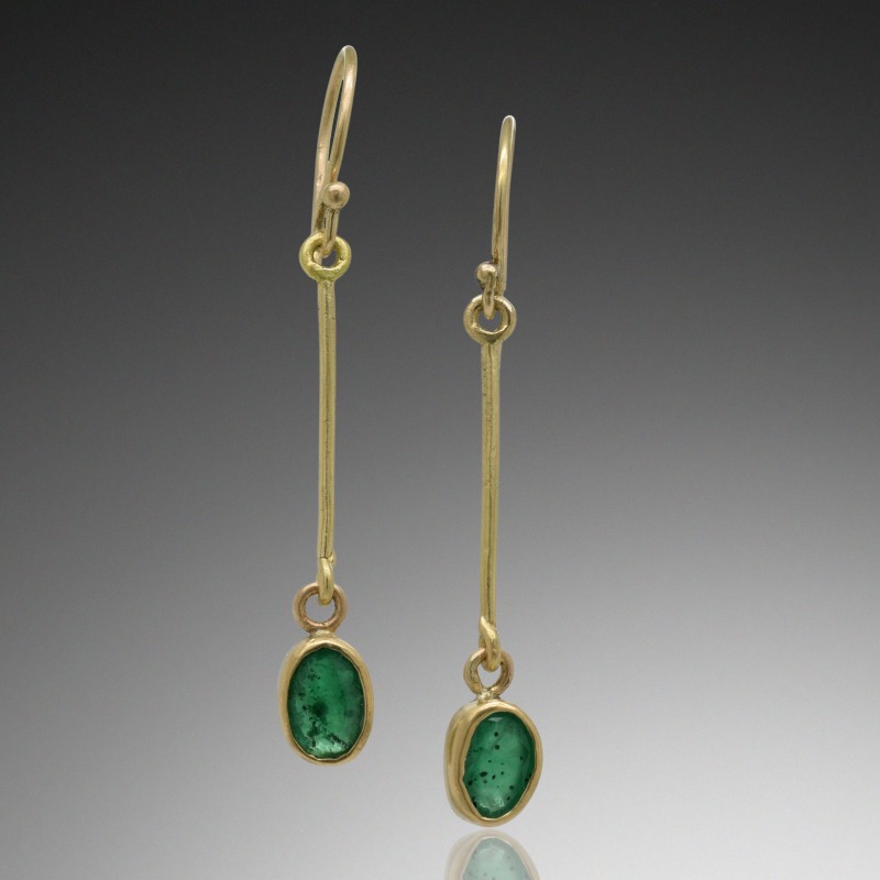 Thumbnail of Art Deco Emerald Gold Earrings image