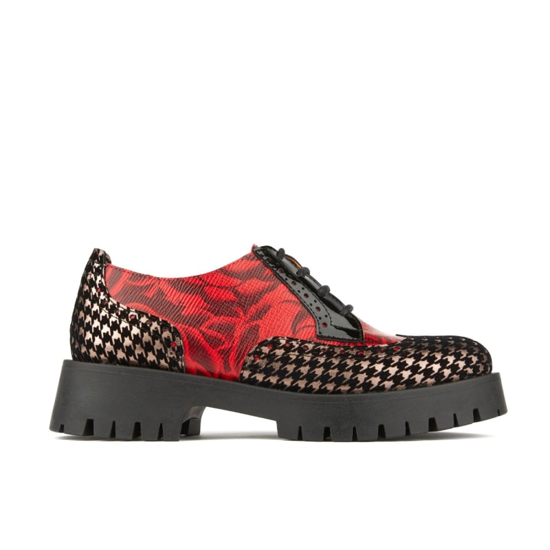 Artisan Red Rose Houndstooth Womens Oxford Shoes Embassy London USA Wolf Badger