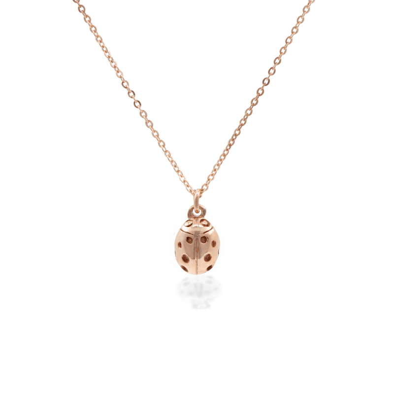 Thumbnail of Ladybird Necklace – Rose Gold -Wings Closed image