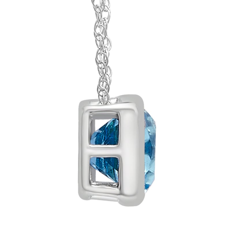 Thumbnail of Ashley- Cushion Cut Blue Topaz Bezel Set Pendant In 10K White Gold image