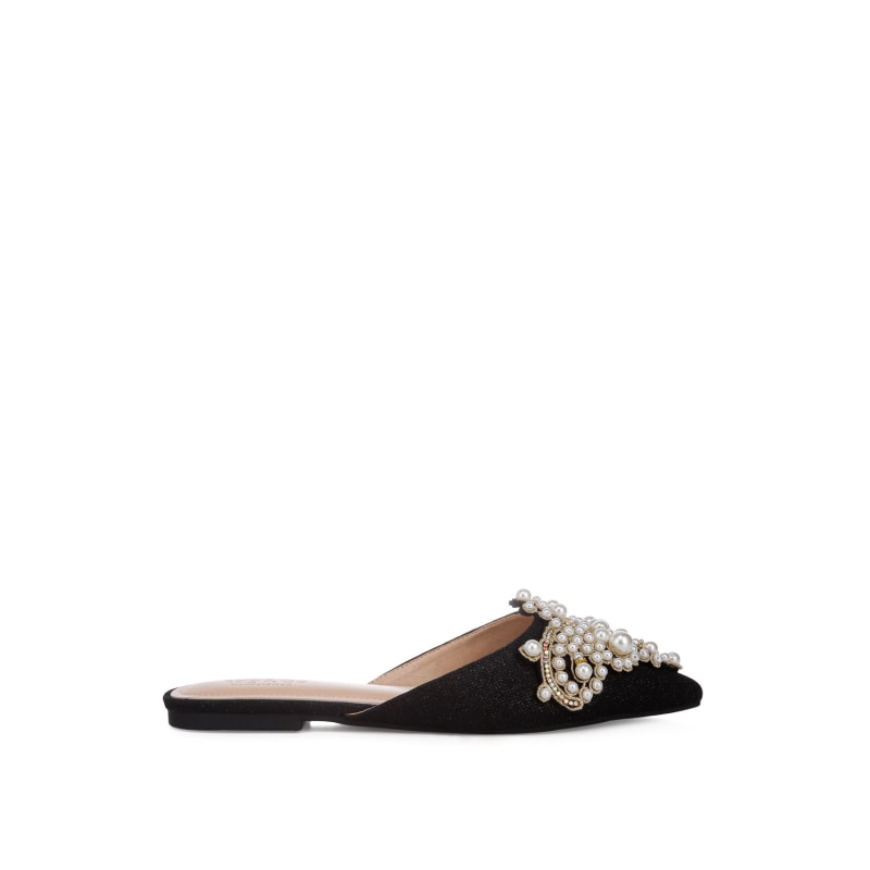 Black mules with pearls outlet