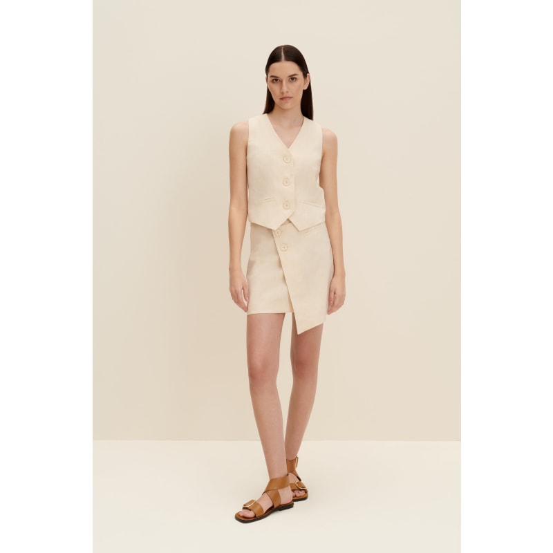 Thumbnail of Asymmetric Mini Skirt In Sandy Beige image