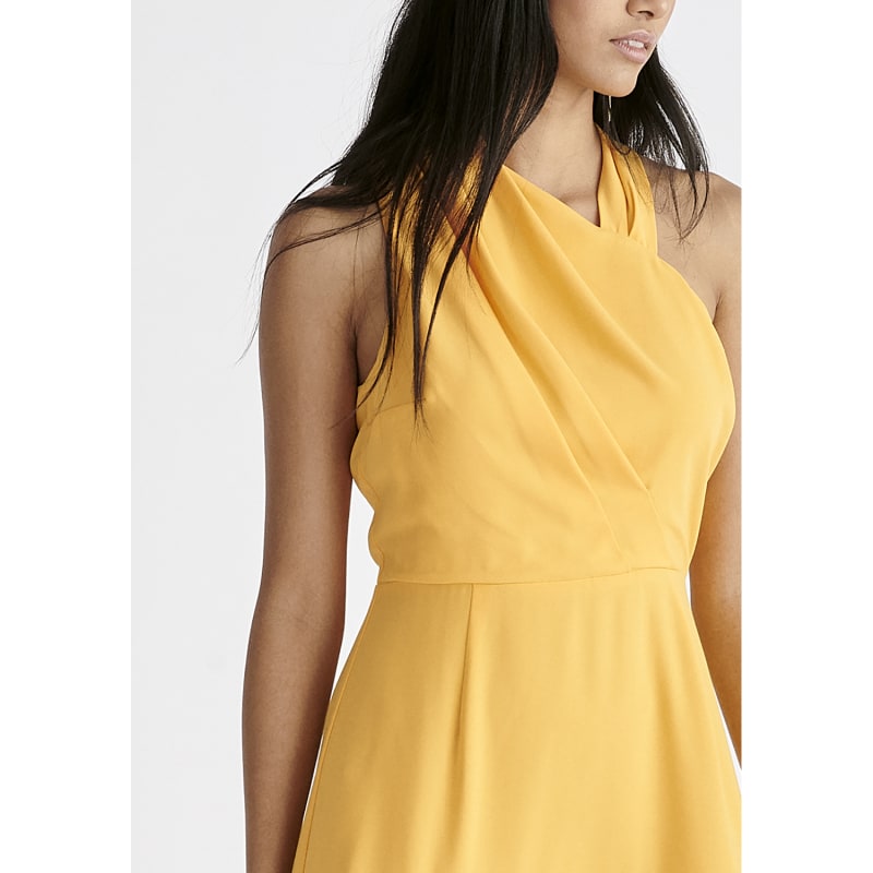 Thumbnail of Asymmetric Neck Midi Dress In Yellow image