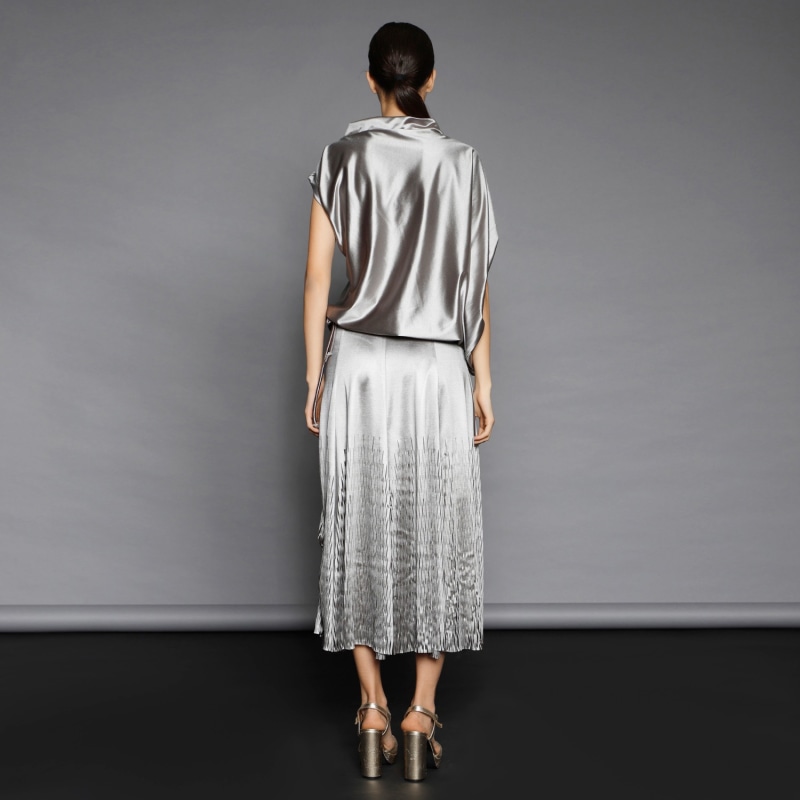 Thumbnail of Asymmetric Oversized  Blouse With Pleated Collar image