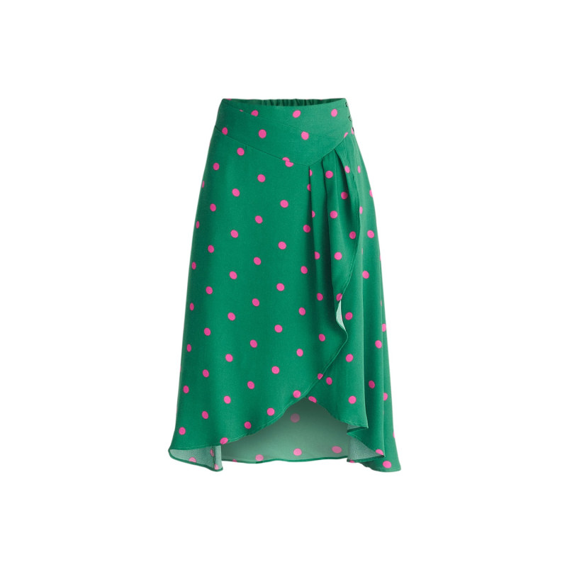 Green polka dot wrap skirt sale