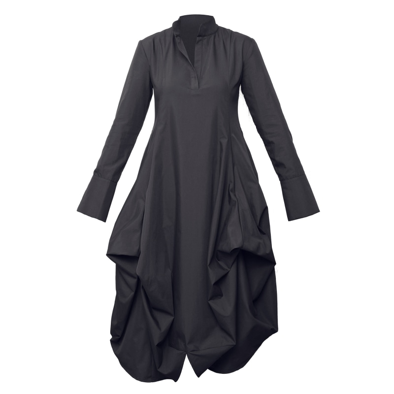 Asymmetric Shirt Dress In Black | Metamorphoza | Wolf & Badger