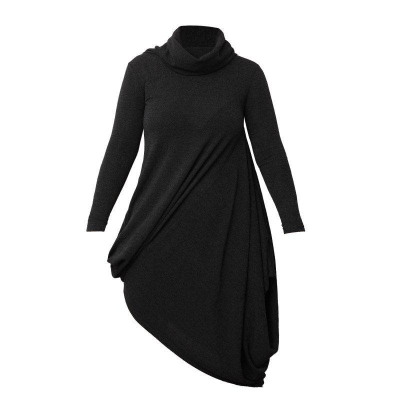 Thumbnail of Asymmetric Turtleneck Dress In Black image