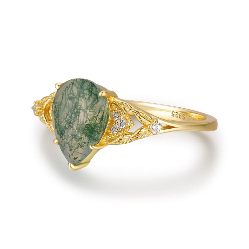 Thumbnail of At First Sight Moss Agate Ring Yellow Gold Vermeil image