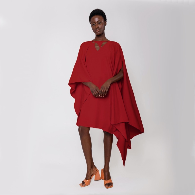 Athena Asymmetric Kaftan Red Anitabel Wolf Badger