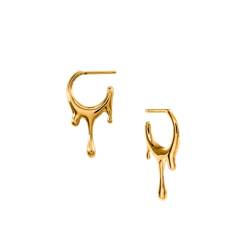 Thumbnail of Dripping Circular Gold Vermeil Xs Hoop Earrings image