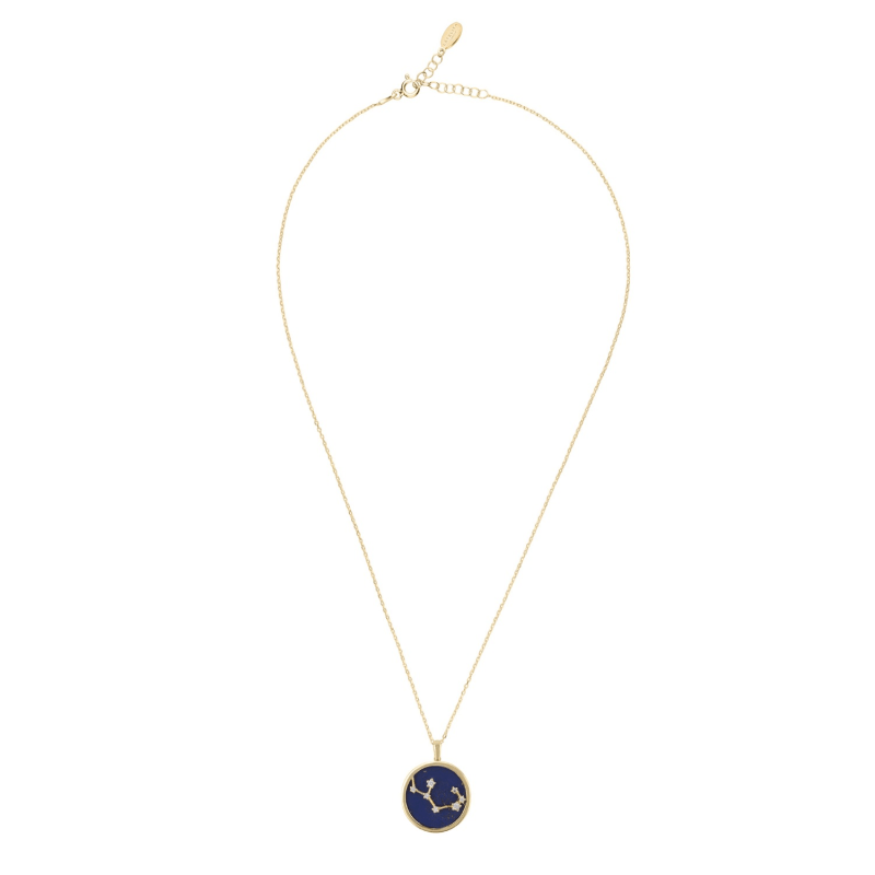 Thumbnail of Zodiac Lapis Lazuli Gemstone Star Constellation Pendant Necklace Gold Sagittarius image