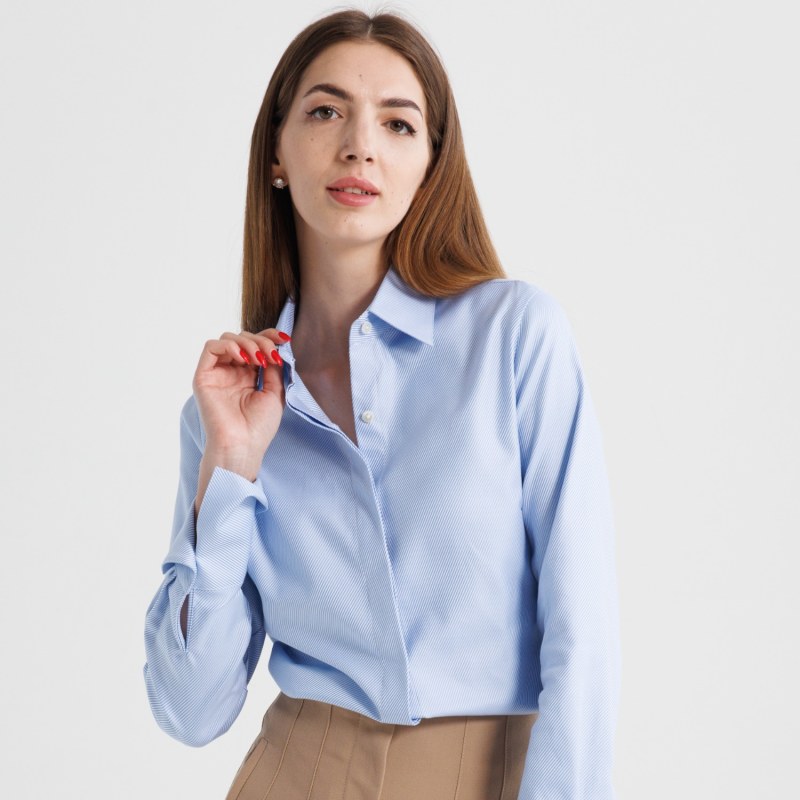 Thumbnail of Attitude Shirt - Blue Twill in Mercerized Cotton image