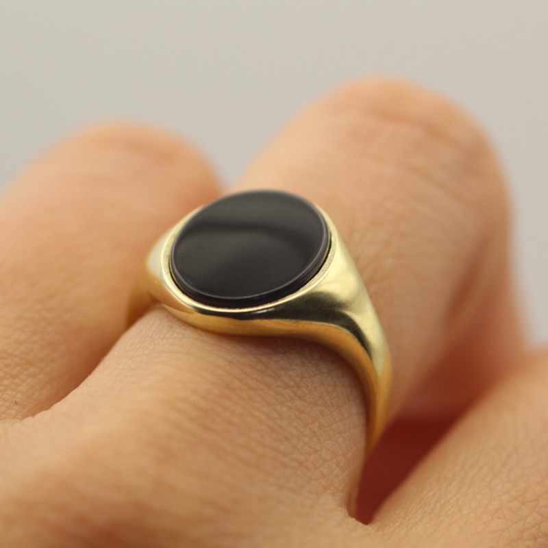 Black onyx and gold ring shop