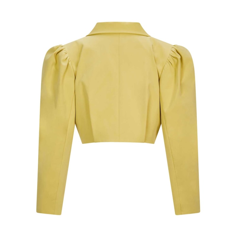 Thumbnail of Puff Shoulder Cropped Cotton Blazer - Mustard Yellow image