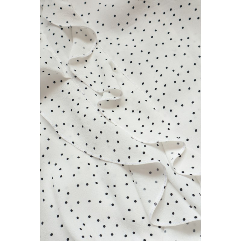 Thumbnail of August Ruffled Viscose Polka-Dot Mini Dress - White image