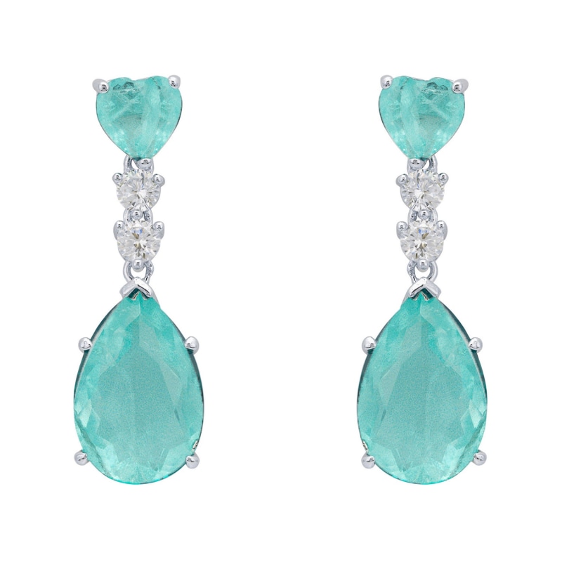 Thumbnail of Augusta Paraiba Tourmaline Teardrop Earrings Silver image