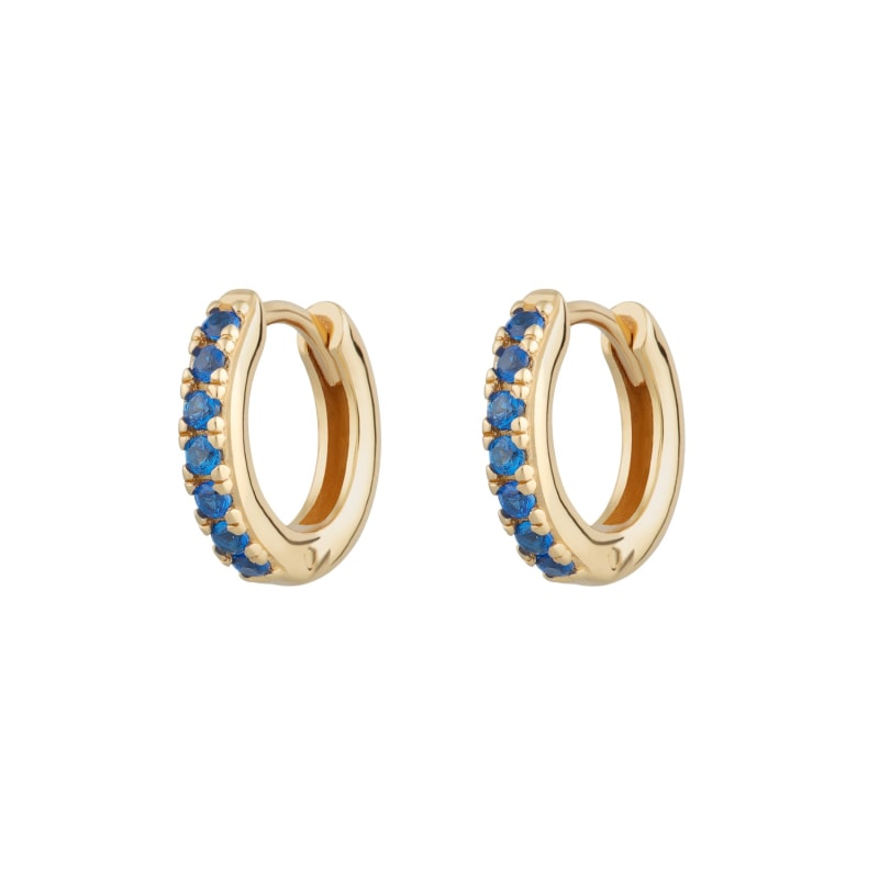 Thumbnail of Gold Huggie Earrings With Blue Stones image