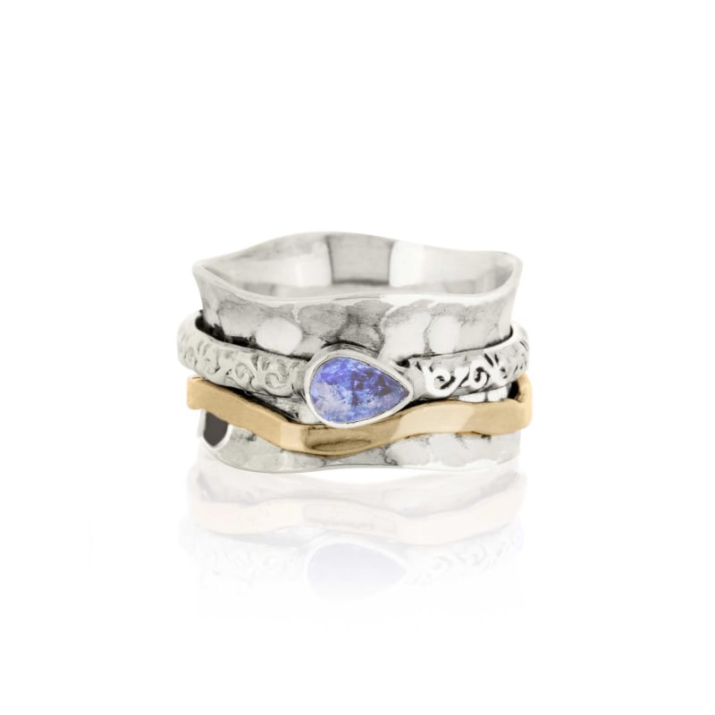 Thumbnail of Aura Magic Silver Spinning Ring & Bangle Gift Set - Tanzanite image