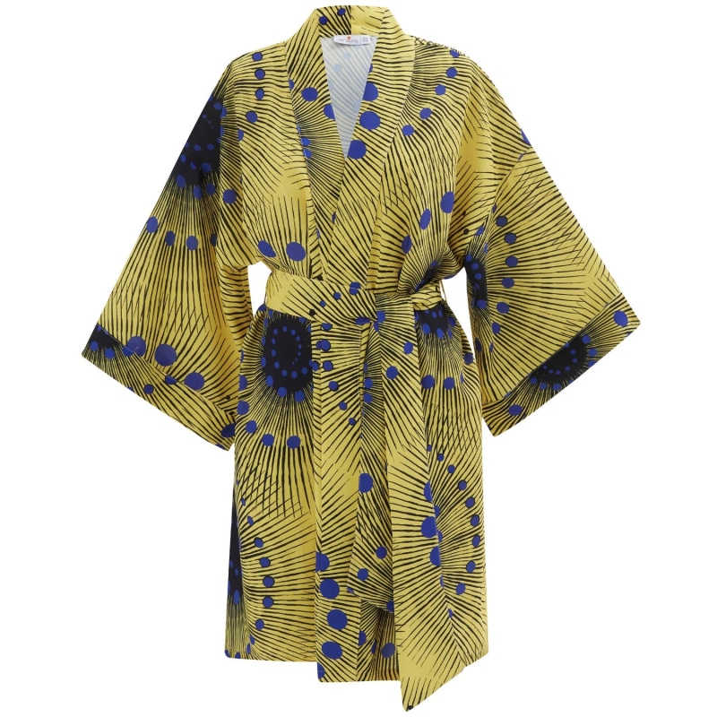 Peacock print satin kimono robe hotsell