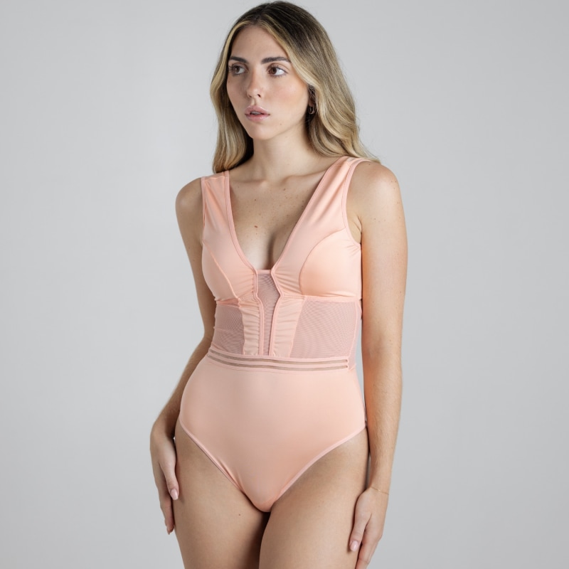 Peach lace bodysuit sales