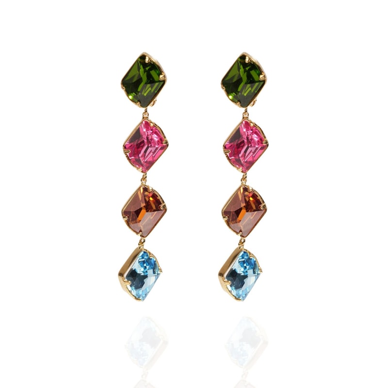 Aura Statement Swarovski Crystal Earrings LINA paris Wolf Badger