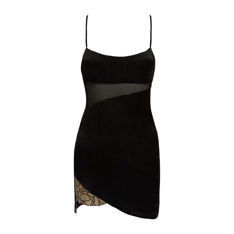 Thumbnail of Aurora Black Silk Asymmetric Mini Dress image