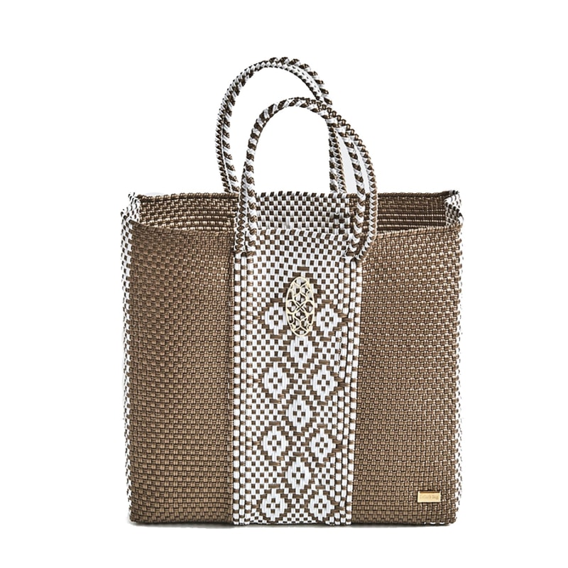 Medium Gold Aztec Tote Bag Lolas Bag Wolf Badger