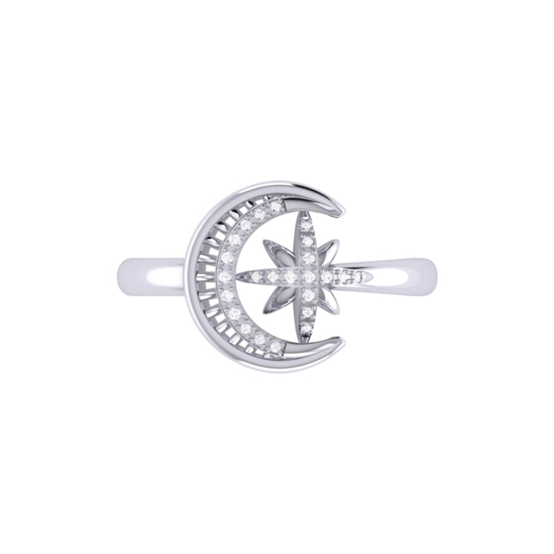 Thumbnail of Moon-Cradled Star Ring In Sterling Silver image