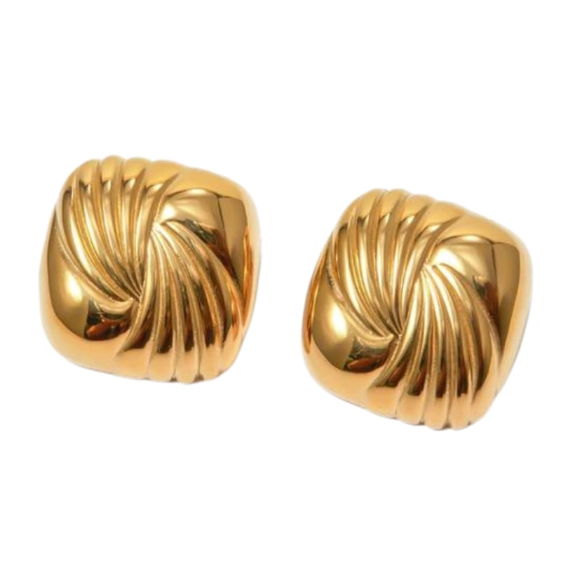 Gold square statement earrings on sale