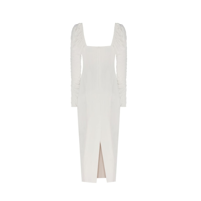 Thumbnail of Ava Ruched Sleeves Bodycon Dress - White image