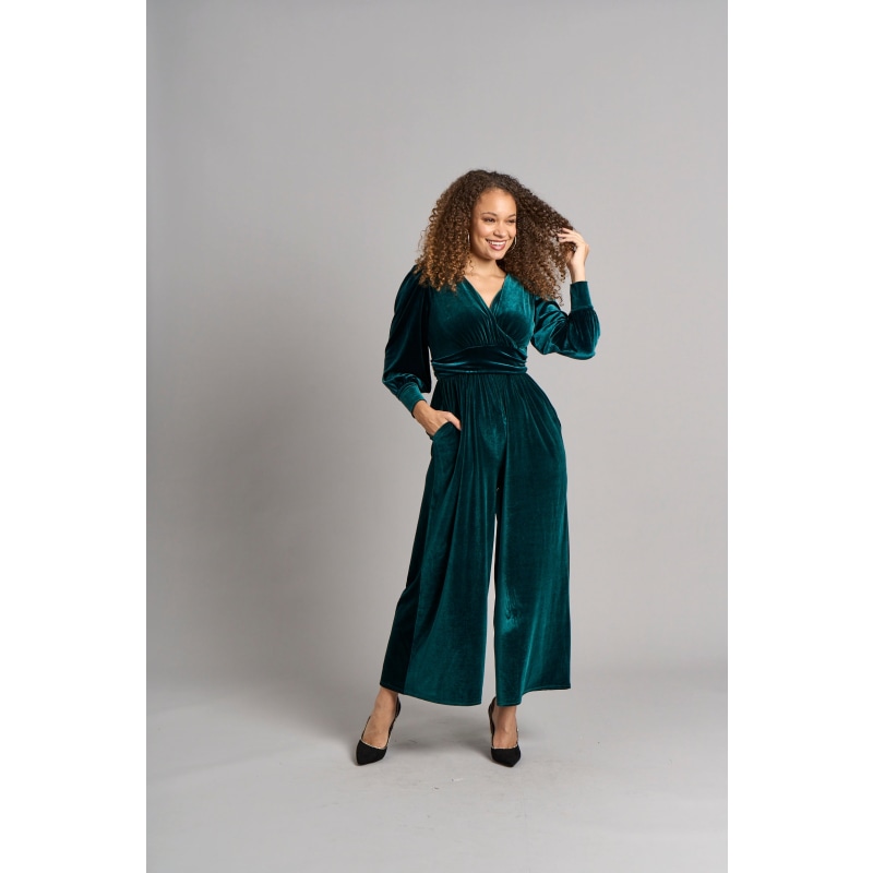 Ava Velvet Jumpsuit Emerald by Chapter London